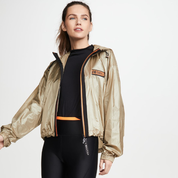 PE Nation Gold Khaki Zip Up Windbreaker Jacket M
